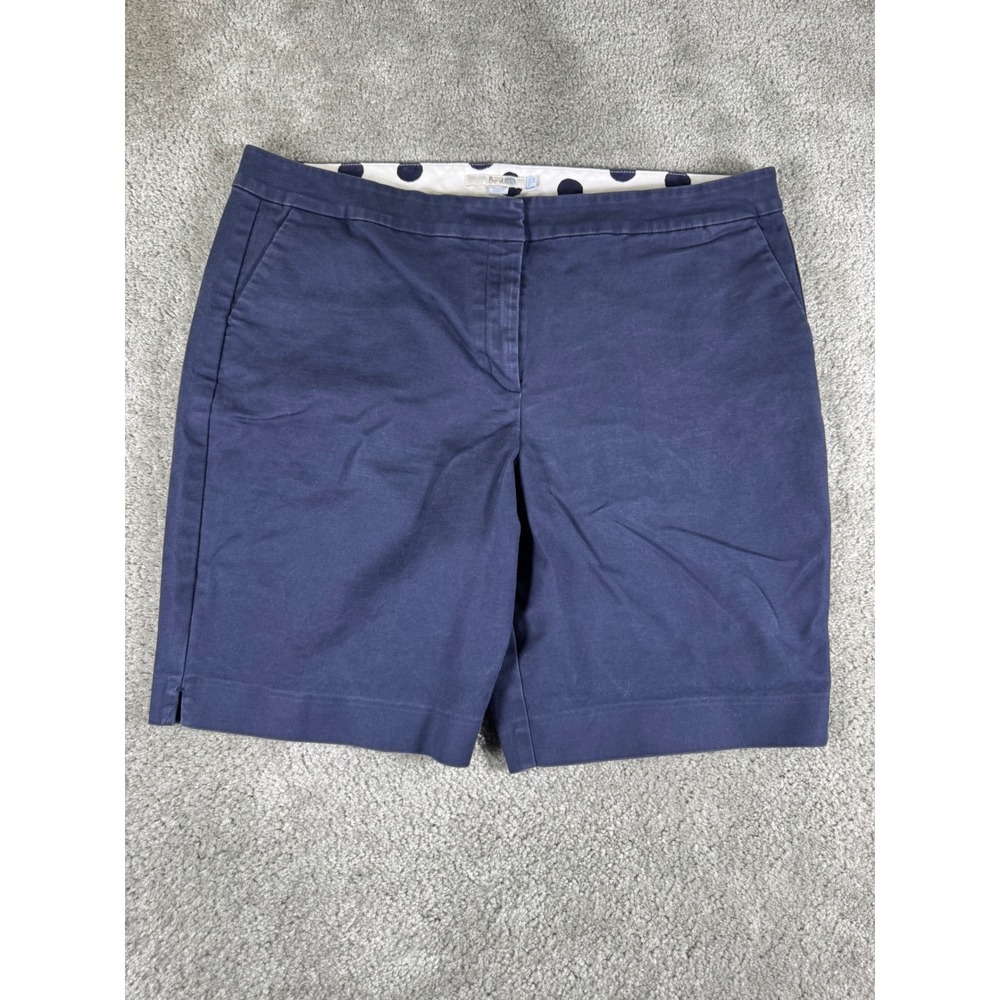 Boden Navy Blue Chino Shorts Womens US 14 WJ054 Stretch Cotton Polka Dot Trim